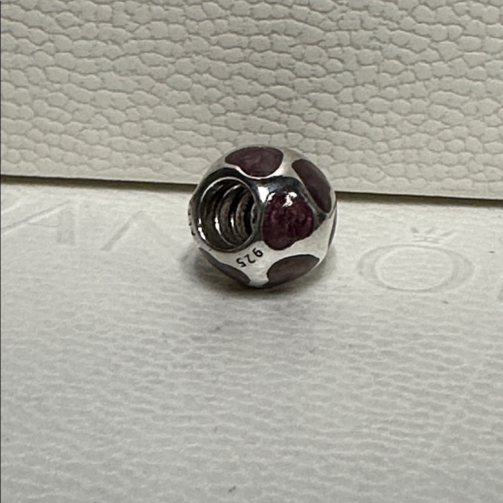 Pandora great shape love you purple burgundy enamel hearts s925 ale silver charm - Picture 3 of 3